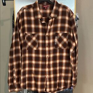 Arizona Jean Company Brown Plaid Casual Button Down Shirt